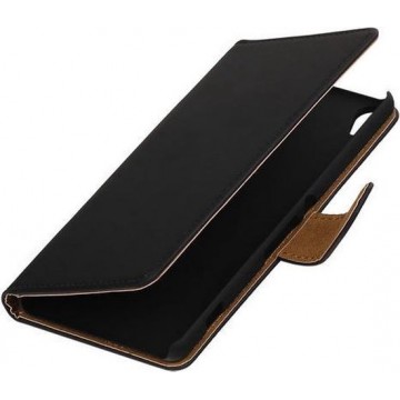 Zwart Effen booktype wallet cover - telefoonhoesje - smartphone hoesje - beschermhoes - book case - hoesje voor LG Joy