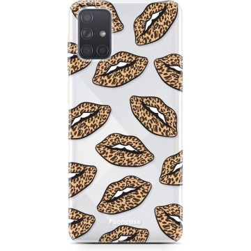 FOONCASE Samsung Galaxy A51 hoesje TPU Soft Case - Back Cover - Rebell Leopard Lips (leopard lippen)