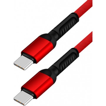 USB-C naar USB-C Oplaad en Data Kabel Rood - Type-C naar Type-C kabel - C naar C - USB-C Telefoon Oplaadkabel
