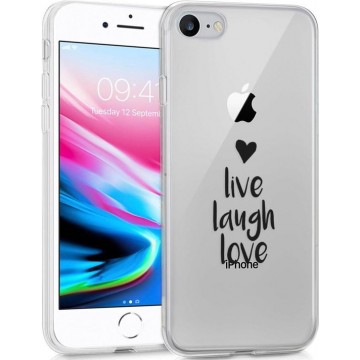 iMoshion Design voor de iPhone SE (2020) / 8 / 7 / 6 hoesje - Live Laugh Love - Zwart