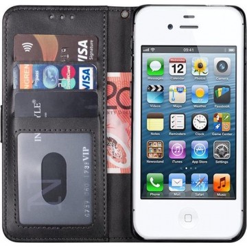 iphone 4 hoesje bookcase zwart - Apple iPhone 4s hoesje bookcase wallet case portemonnee book case hoes cover