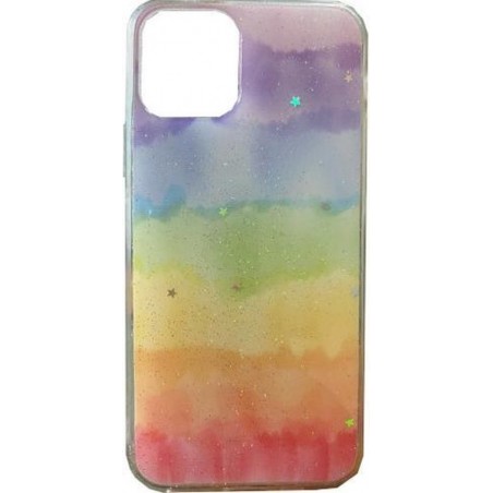 iPhone 7/8/SE 2020 hoesje regenboog met glitters - iPhone case - telefoonhoesje voor de iPhone
