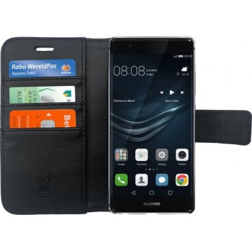 Hoesje voor Huawei P9 Lite Book Case Portemonnee - Cover voor 3 Pasjes Zwart