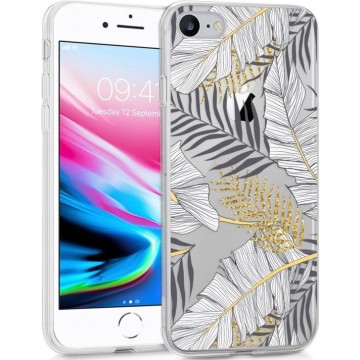 iMoshion Design voor de iPhone SE (2020) / 8 / 7 / 6s hoesje - Bladeren - Zwart / Goud