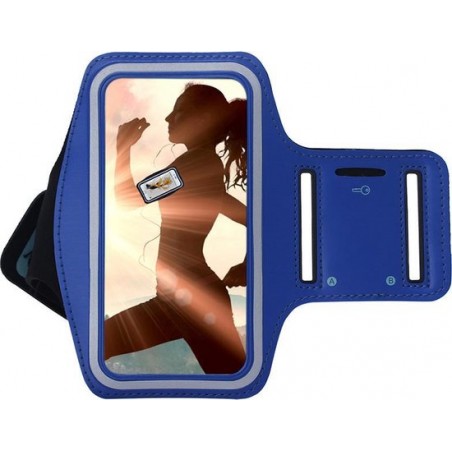 Samsung Galaxy A41 Sportband hoes sport armband hoesje Hardloopband Blauw Pearlycase