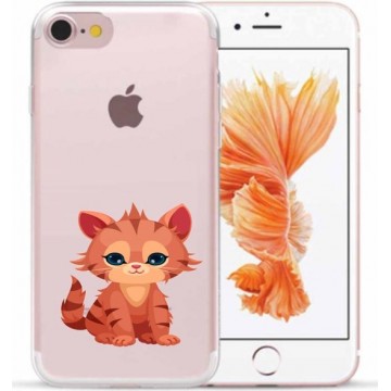 Apple Iphone 7 / 8 / SE2020 Transparant siliconen hoesje (Lief katje)
