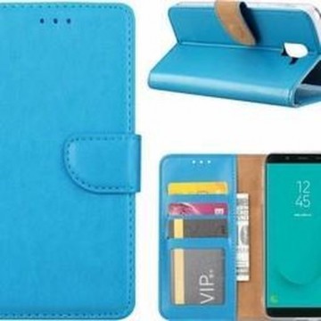 Samsung Galaxy J6 Plus 2018 case Turquoise TelefoonHoesje met pasjeshouder met opbergvakjes - van Bixb