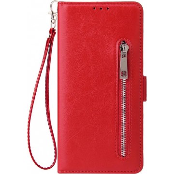 Shop4 - Samsung Galaxy S20 Hoesje - Wallet Case Cabello met Ritssluiting Rood