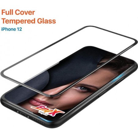 EmpX Apple iPhone 12  Tempered Glass Zwart Full Cover Plus