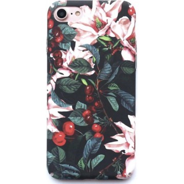 Bloemen Flower Cover | Apple iPhone 6 | iPhone 6s | Hard case| Rood - Roze - Zwart hoesje