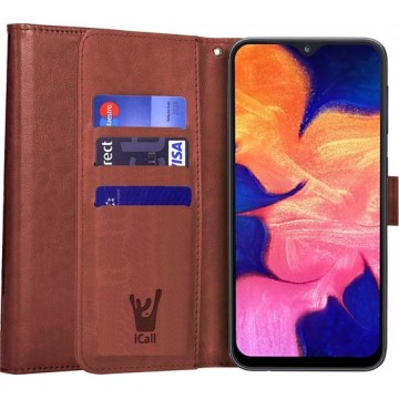 Samsung A10 Hoesje - Samsung Galaxy A10 Hoesje Book Case Leer Wallet Bruin - Hoesje Samsung A10