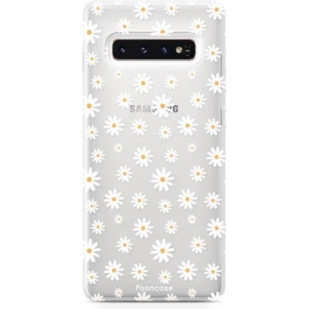 FOONCASE Samsung Galaxy S10 Plus hoesje TPU Soft Case - Back Cover - Madeliefjes