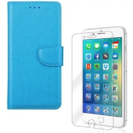 iPhone 7 Plus / 8 Plus - Bookcase turquoise - portemonee hoesje + 2X Tempered Glass Screenprotector