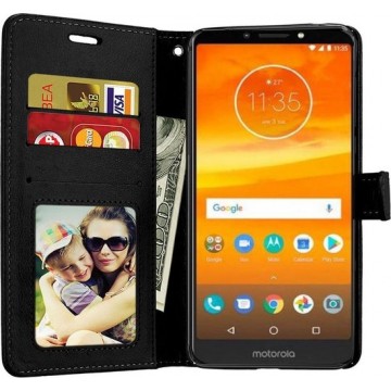 Motorola Moto G6 Play en Moto E5 portemonnee hoesje - zwart