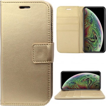 Lederen Hoesje Wallet voor Apple iPhone Xs / X Goud - Book Case Cover van iCall