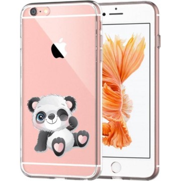 Apple Iphone 6 / 6S Transparant siliconen hoesje Panda met een knipoog