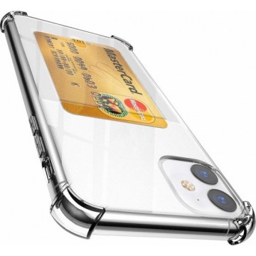 Shock case met pashouder iPhone 12 Mini - 5.4 inch - transparant