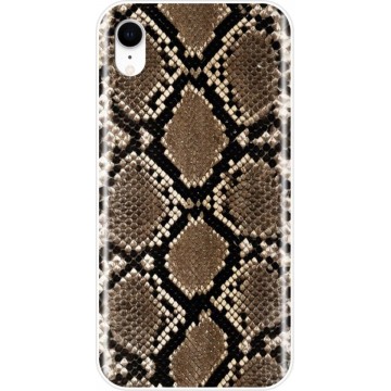 Luxe Back Cover voor Apple iPhone XR - Zwart - Bruin - TPU - Slangenprint