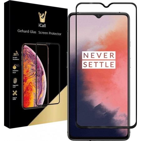 OnePlus 7T Screenprotector - Tempered Glass Gehard Glas - Full Screen Cover Volledig Beeld - iCall