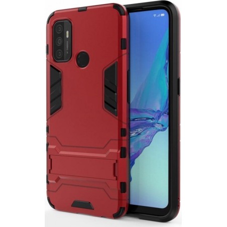 Oppo A53 / A53s Hoesje Hybride Back Cover met Kickstand Rood