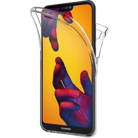 Huawei P20 Lite Hoesje Siliconen TPU + Screenprotector Transparant voor Volledige 360 Graden Bescherming - Gel Case van iCall