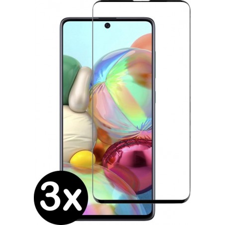 Samsung Galaxy A71 Screenprotector Gehard Glas Full Cover 3D - 3 PACK