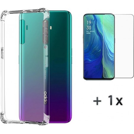 Oppo Reno 2 Hoesje - Anti Shock Hybrid Case & Tempered Glass Combi - Transparant