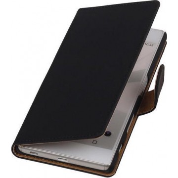 Sony Xperia Z5 Premium - Effen Zwart Booktype Wallet Hoesje