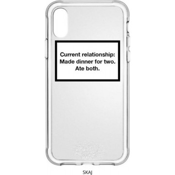Apple iPhone X en iPhone Xs Hoesje - Current Relationship - Anti Shock Hybrid Case - Softcase - Met Tekst - Transparant