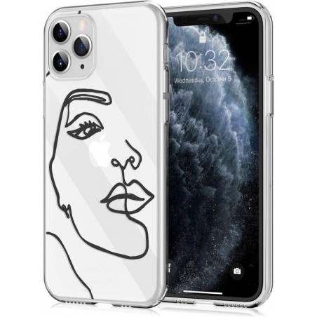 iMoshion Design voor de iPhone 11 Pro hoesje - Abstract Gezicht - Zwart