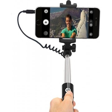AUX selfie stick bedraad + opvouwbare mini-monopod met rubberen grip voor Android-smartphones Samsung , Huawei en iPhones