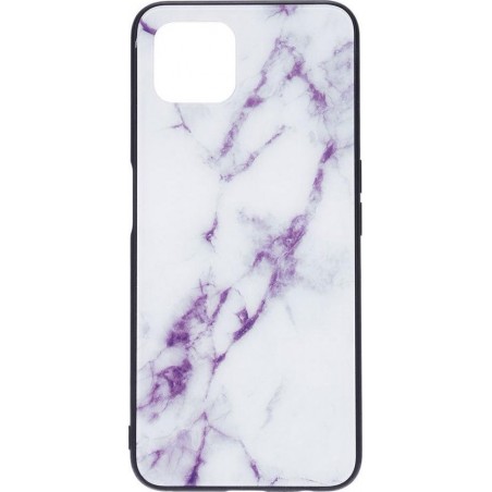 Shop4 - Oppo Reno4 Z 5G Hoesje - Harde Back Case Marmer Wit