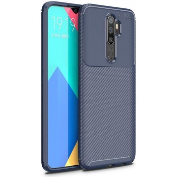 Oppo A5 / A9 2020 Siliconen Carbon Hoesje Blauw