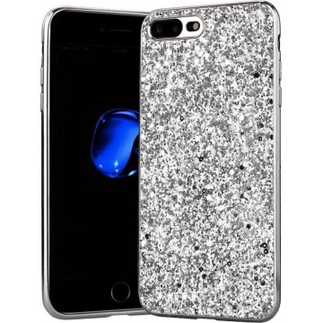 Apple iPhone 7 - 8 Backcover - Zilver - Glitters - Hard PC Hoesje