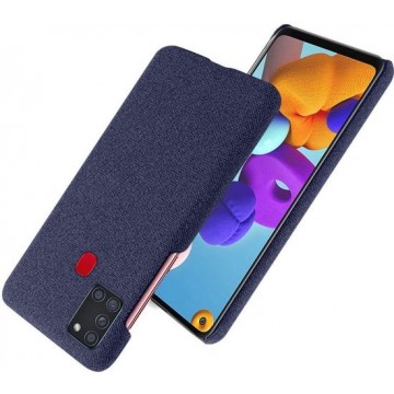 Samsung Galaxy A21S Stof Hard Back Cover Blauw