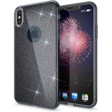 iPhone Case Zwart Glitter voor iPhone X/Xs – iPhone X hoesje – iPhone Xs hoesje - iPhonehoesje - Beschermhoes