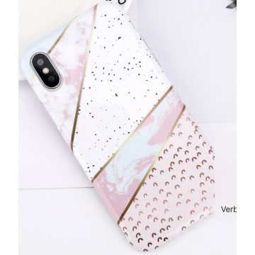 Luxe marmer case voor Apple iPhone X - iPhone XS hoesje - wit - roze - groen - back cover - soft TPU zacht