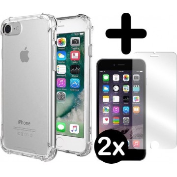 iPhone SE 2020 Hoesje Shock Proof Siliconen Hoes Transparant Met 2x Screenprotector