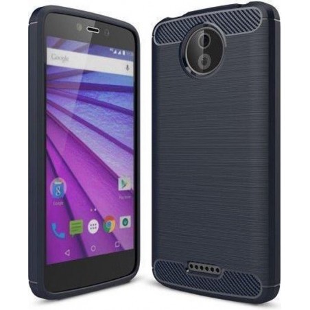 Geborstelde TPU Cover - Motorola Moto C Plus - Blauw
