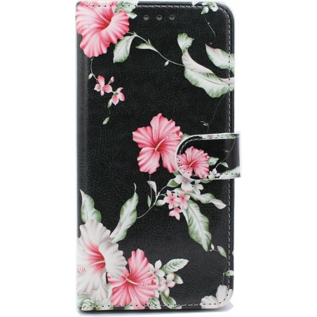 Huawei P30 Pro Hoesje met Print - Portemonnee Book Case - Kaarthouder & Magneetlipje - Hibiscus Bloemen