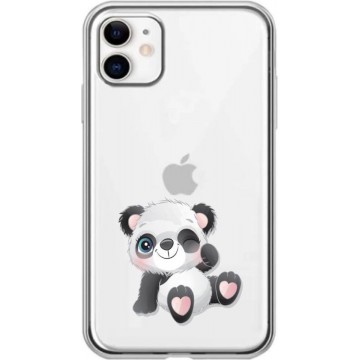 Apple Iphone 11 Transparant siliconen hoesje Panda met een knipoog