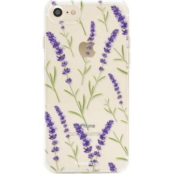 FOONCASE iPhone SE (2020) hoesje TPU Soft Case - Back Cover - Purple Flower / Paarse bloemen