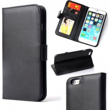 Luxe Flip Wallet hoesje voor iPhone 6 6S - Zwart