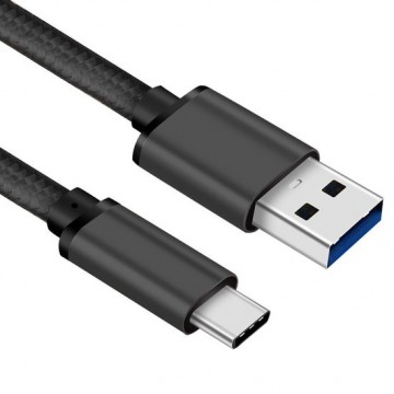 USB C kabel | C naar A | Nylon mantel | Zwart | 2 meter | Allteq