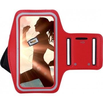 Samsung Galaxy A41 Sportband hoes sport armband hoesje Hardloopband Rood Pearlycase