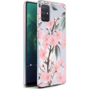 iMoshion Design voor de Samsung Galaxy A71 hoesje - Bloem - Roze / Groen