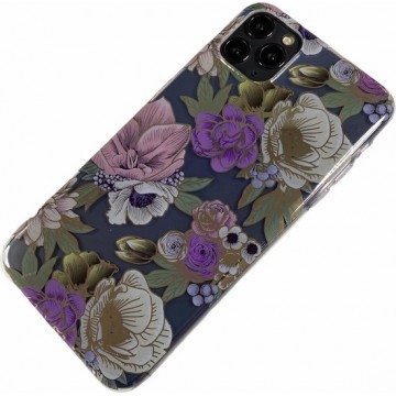 Apple iPhone 11 - Silicone kleurrijke bloemen zacht hoesje Amy transparant brons