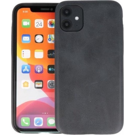 Leder Design Back Cover voor iPhone 11 Zwart