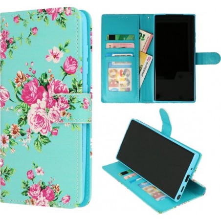 Samsung Galaxy A20S Hoesje met Print - Portemonnee Book Case - Kaarthouder & Magneetlipje - Bloemen