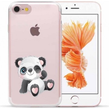 Apple Iphone 7 / 8 / SE 2020 Transparant siliconen hoesje Panda met knipoog